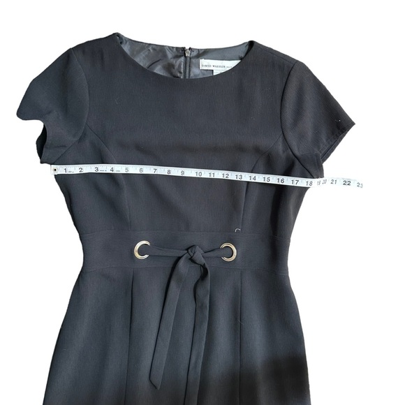 David Warren New York Womens Black Short Sleeve Sheath Tie Waist Midi Dress Sz10 - Picture 7 of 11
